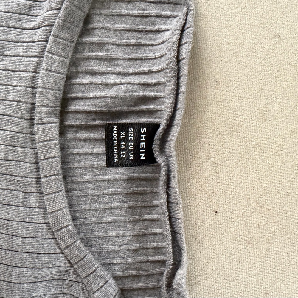 SHEIN Heather Gray Ribbed Knit Top